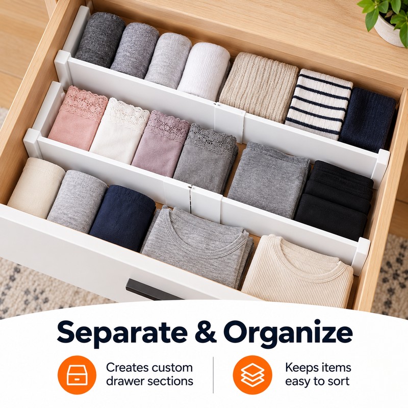 2-Pack Adjustable Drawer Dividers - 11.6–19.6 in Expandable Organizers for