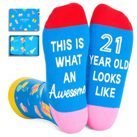 Zmart 21st Birthday Gifts for Female Male, Gifts for 21 Year Old Man Woman, 21 Year Old Birthday Gifts Socks for Her Him
