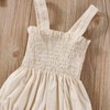 FOMOYUU Newborn Baby Girl Romper Summer Sleeveless Smocked Cotton Linen
