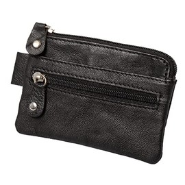 Alassio 42247 Key Case Made of Real Leather, Key Case with 2 Key Rings, Additional Zip Compartment and 2 Slip Pockets, Key Organiser in Black, Key Case Approx. 7.5 x 10 cm, black, Key case