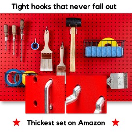 Extra Thick Pegboard Accessories Organizer Kit  | 1/4 Inch Peg Board Attachments  | Peg Board Hook Set and Pegboard Basket Set for Tools - Heavy Duty - Does Not Fall Out Off The Board