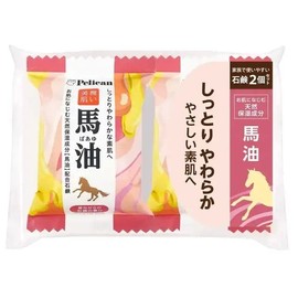 (For Dry & Sticky Skin) Prevention for Daily Crustling, Easy to Use Size for Families, Moisturizes Horse Oil, Does Not Stiffen on Your Skin, Moisturizing & Soft Skin, Pelican Family Soap, Horse Oil, 2.8 oz (80 g)