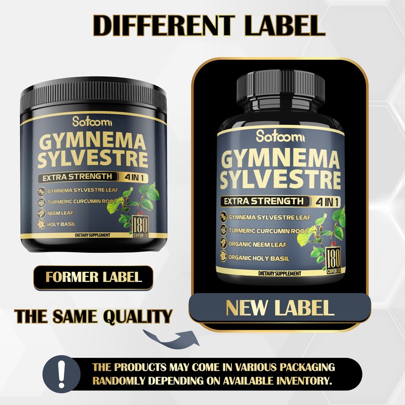 Satoomi Pure Gymnema Sylvestre Capsules Extract - 180 Capsules of