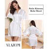 Vlazom Women's Kimono Robes Satin Short Style with Oblique V-Neck
