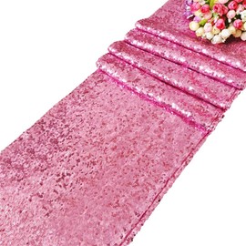 Time to Sparkle 12x108inch Glitter Sequin Table Runner Chair Sashes Swags Wedding Party Table Decoration Sequin Tablecloth- Sequin Pink