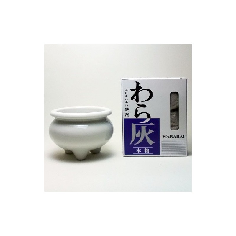 Incense Burner White 3.5 Inch Straw Ash Set