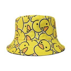 Enodtter Yellow Duck Bucket Hat for Men Women Teen Girl, Packable Reversible Printed Sun Hats, Fisherman Outdoor Summer Travel Beach Caps