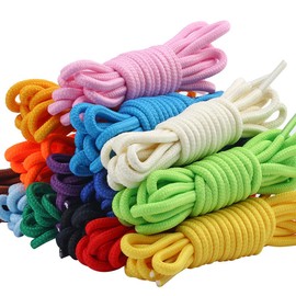 Bkrdty Round Shoelaces 20 Pairs Coloured Shoelaces 0.5 cm 1 m Tear-Resistant Round Laces for Sports Shoes Boots Trainers Trekking Shoes and Work Shoes, multicoloured