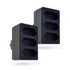 feletec 3-Way Socket Adaptor 3x Euro, Black, Pack of 2,