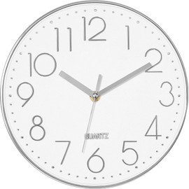 Reloj de Pared, Relojes Pared Cuarzo Silencioso Moderno, Grande Reloj Pared Redondo 12 Pulgadas, Sin Tictac, Hogar Decorativos Reloj de Pared para Decorar Sala de Estar, Cocina, Oficina,Comedor(Plata)