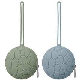 Paquete de 2 fundas de silicona para chupete, sin BPA, para bebés recién nacidos, para niños y niñas, estuche portátil de silicona para chupete (salvia/éter)