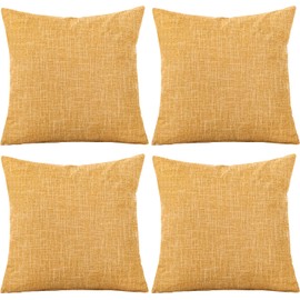GONOVE Cushion Cover,4 Pack 45×45cm Linen Cotton Pillowcase Vintage Style Square Throw Pillow Covers Decorative Cushion Covers for Sofa, Couch, Bed, Bench