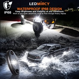 LEDMIRCY Pure White Rock Lights 6PCS R1 Super Bright LED Rock Lights White for Off Road Truck Auto Car Boat RZR ATV SUV Waterproof High Power Neon Trail Rig Lights Shockproof(Pack of 6,White)