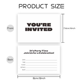 Dinggaogao You're Invited Birthday Party Invitations with Envelopes - 4x6 Inch, Birthday Party Decoration (20 invitations + 20 Envelopes)