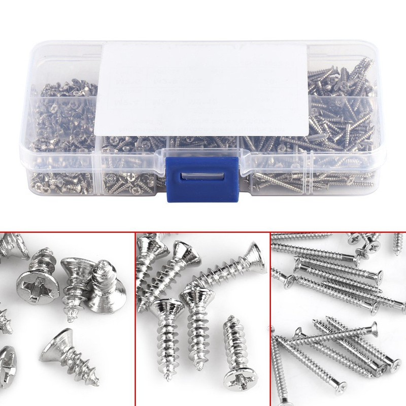 Tornillos, 800pcs M2 Drive Tornillos autorroscantes de cabeza plana Cierre