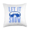 Let It Snow Ski Goggles Throw Pillow, 18x18, Multicolor