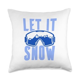 Let It Snow Ski Goggles Throw Pillow, 18x18, Multicolor