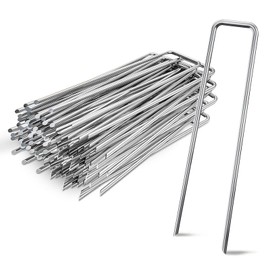 Ground Anchors, Pack of 30, Length 15 cm, Robust U-shaped Garden Stakes, Galvanised Steel Ground Anchors for Attaching Weed Cloths, Tents, Fences, Artificial Grass