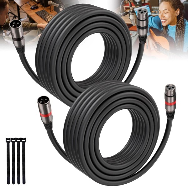 Bietrun XLR Cables 25FT/8M 2 Packs, Premium Heavy Duty Balanced