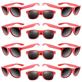 ASTARON 12 Pack Kids Party Novelty Sunglasses Bulk Neon Party Favors for Beach Wedding Party Pool Party Supplies, Red