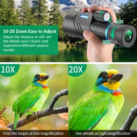 APEXEL 10-20 x 50 Zoom Monocular Telescope, HD Monocular for Adults, BAK4/FMC Waterproof Lightweight Monocular Telescope with Low Night Vision for Hiking Bird Watching Camping Wildlife Animals
