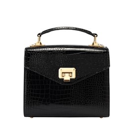 Women Top Handle Handbag, Satchel Purses, Square Crossbody Bags (Black)
