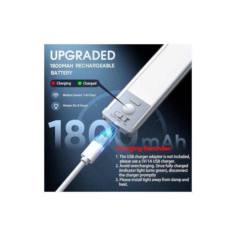 MCGOR Rechargeable Motion Sensor Under Cabinet Lighting - 2 Pack