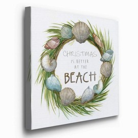 Renditions Gallery Seashell Wreath Wall Art, Christmas & Winter Artwork, Ocean & Beach Theme, Cute & Colorful, Premium Gallery Wrapped Canvas Decor, Ready to Hang, 10 in H x 10 in W, Made in America