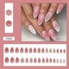 Cute Medium Short Almond Press on Nails 24Pcs False Fake