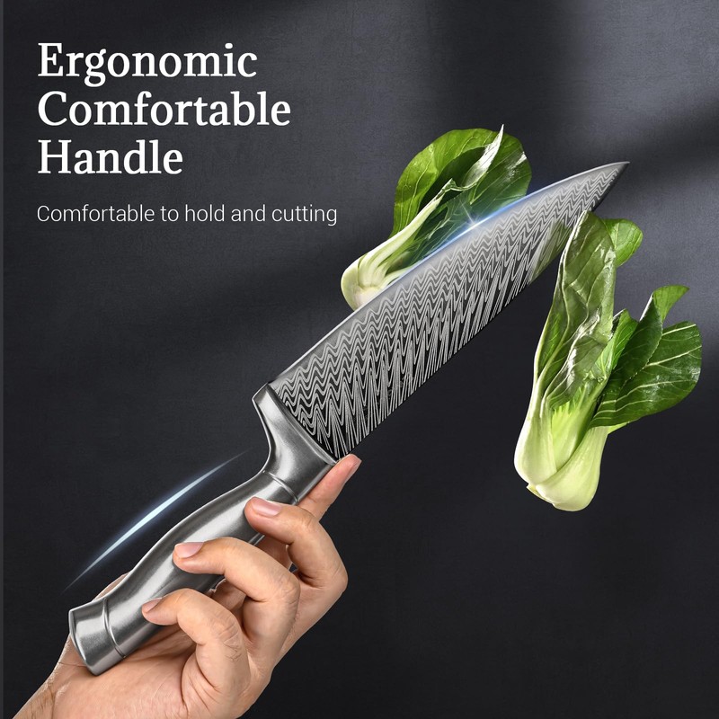 Knife Set, Emojoy 15-Pcs Kitchen Knife Set with Block and