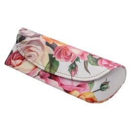 Tacy Case, Glasses Case, Stylish, Women's, Semi-Hard Case, Magnetic, Aluminum, Faux Leather, Pink, Floral Pattern HY-8081FL-A