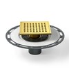 Bernkot Square Shower Drain 6" Polished Gold with PVC Bonding