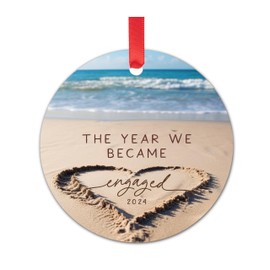 Engagement Ornament 2024 Gifts for Newly Engaged Couple Gift for Couples First Christmas Engaged Bridal Shower Gifts Keepsake Newlyweds for Her Him Girlfriend Bride Beach Keepsake Unique Gift Friends