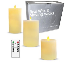 Flickering Flameless Candles, Most Realistic LED Candles with Timer, Set of 3, Perfect for Wedding, Birthday, Valentine’s Decoration