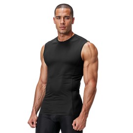 DRSKIN 3 Pack Men's Compression Shirts Sleeveless Tank Top Athletic Sports Workout Running Base Layer Active (COMTK (B+B+B) M)