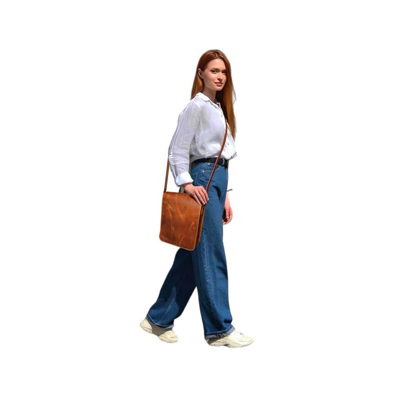 15" leather messenger bag laptop case office briefcase men computer