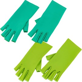 VICASKY 2pairs Half Finger Sewing Gloves Reusable Elastic Hand Protectors for Quilting Crochet and Crafts Comfortable Breathable for Wear Lake