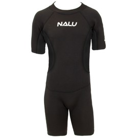 Adults Shortie Wetsuit NALU 3mm Neoprene Stretchy Swimming Surfing Diving Skin Shorty Wet Suit for Men & Women (Black, 44" Chest)
