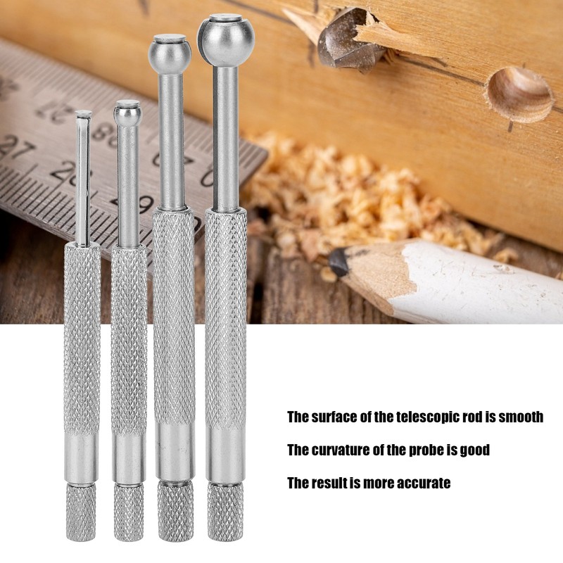 4Pcs Bore Gauge Telescopic BallType with Diamond NonSlip Handle Measuring