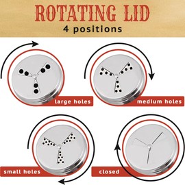 [Pack of 2] 14 oz Seasonings Spice Shakers - BBQ Dry Rub Shakers - Cooking Dredge with Adjustable Fan-Style Lid and Handles