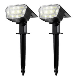 TECKNET Solar Lights for Outdoor Garden, 59 LEDs Solar Spotlight Outdoor, 6500 K Cool White, 3 Brightness Levels, IP65 Waterproof Garden Lights, Solar Light for Garden, Paths & Driveway - Pack of 2