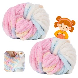 Thick Wool Yarn, 500 g, Approx. 54 m, Milky White Chunky, Chunky Knit, Soft Wool Yarn for Blanket, XXL Giant Wool, Perfect for Weaving Scarves, Hats, Pet Nest (20-Marshmallow)