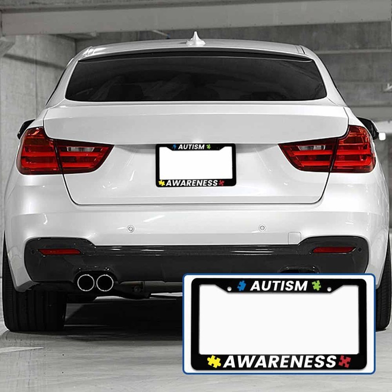 Amcove License Plate Frame Autism Awareness Stainless Steel License Plate