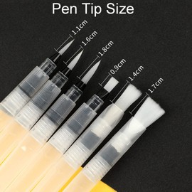 iLamdeetek Pack of 6 Water Brush Pens, Watercolour Brush Pen with Fillable Water Tank, Watercolour Water Brush Pens for Watercolour Painting, Colour Mixing and Calligraphy