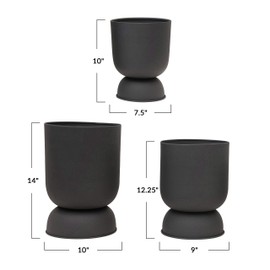Bloomingville Textured Metal Footed Planters, Black Finish, Set of 3 (Holds 9", 8" & 7" Pots)