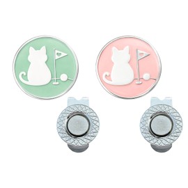 Arena Leo Golf Marker Magnet Hat Cap Clip with Cat Green Marker (Green and Pink (Set of 2))