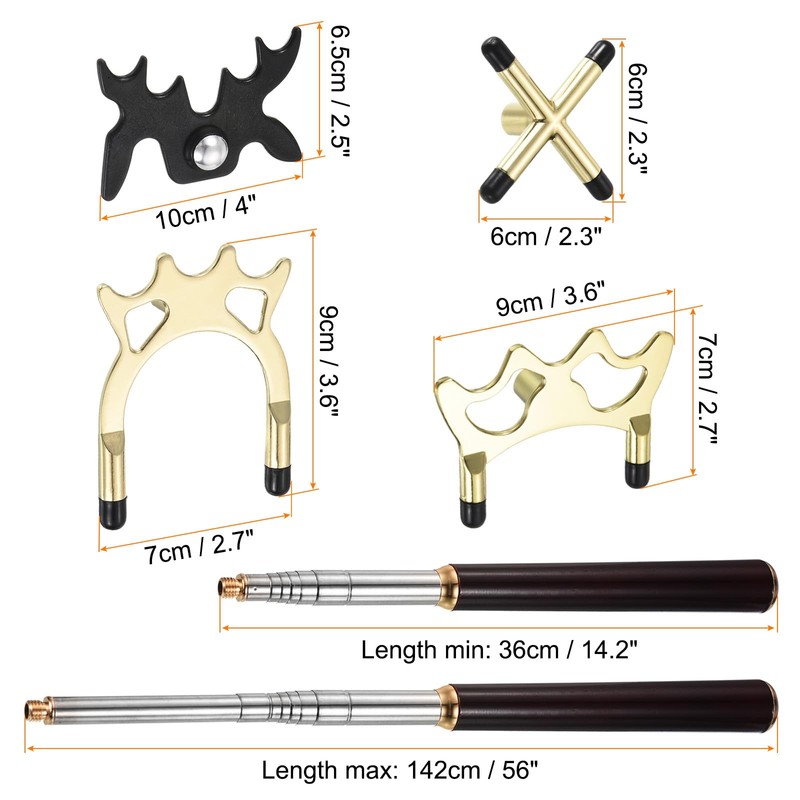 PATIKIL Retractable Billiards Cue Stick Bridge, Wooden Pool Cue Accessory