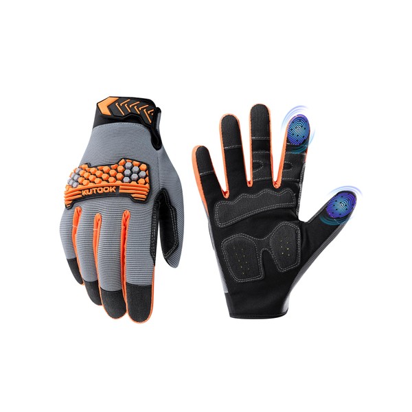 KUTOOK Schutzhandschuhe Schnittfeste Stichfeste Handschuhe Arbeitshandschuhe Schnittschutzhandschuhe Kettensäge Schweißerhandschuhe Grau