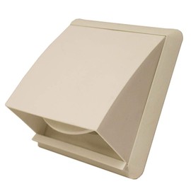 Kair White Cowled Outlet Grille 155mm External Dimension Wall Vent with Rectangular 110mm x 54mm Rear Spigot and Wind Baffle Backdraught Shutter