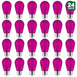 24-Pack of Sunlite LED Transparent Purple Colored S14 Medium Base (E26) Bulb - Parties, Decorative, and Holiday 15,000 Hours Average Life